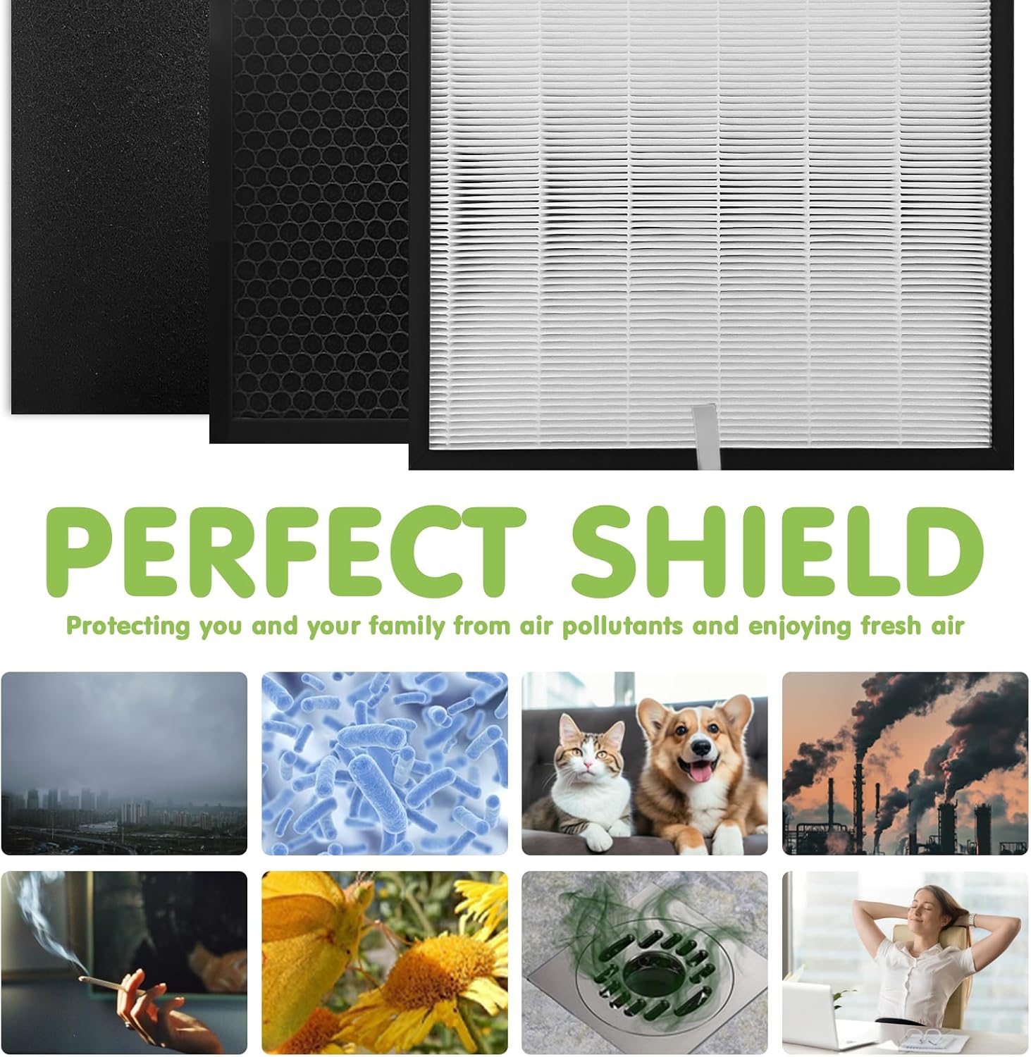 6 Pack 3000 Replacement Filters, Compatible with 3000, 3000M, 3000Pro Air Pur-ifier, 1 Efficiency Air Filters,1 Activated Carbon Filters and 4 Carbon Pre-Filters - Image 4