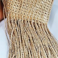 Vista 2 de Cortina decorativa separadora de ambientes, diseño de cadenas con flecos de cristal, 78.7 x 39.3 pulgadas, de Eve Split