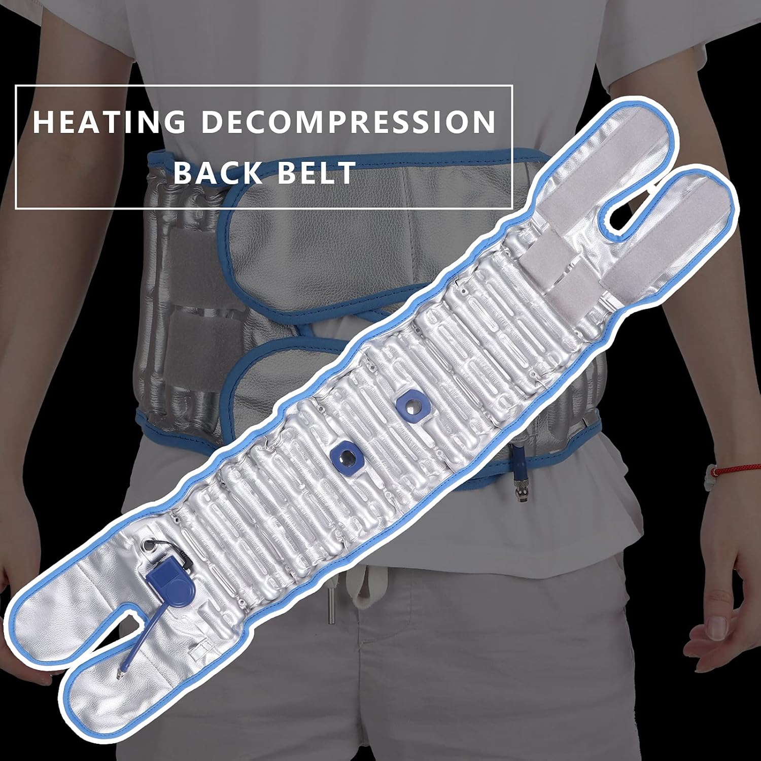 Kikumi [Heated Decompression Back Belt] Portable Lumbar Traction Device with Thermal Pad