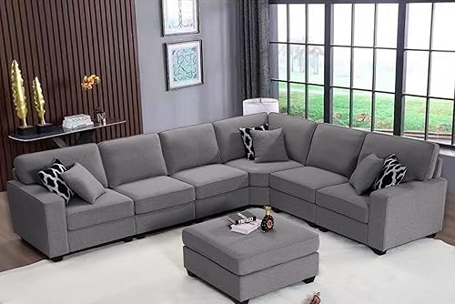 Miniatura 2 de Legend Vansen Módulo de combinación flexible de tela Sofá reversible en forma de L para sala de estar, seccional gris oscuro