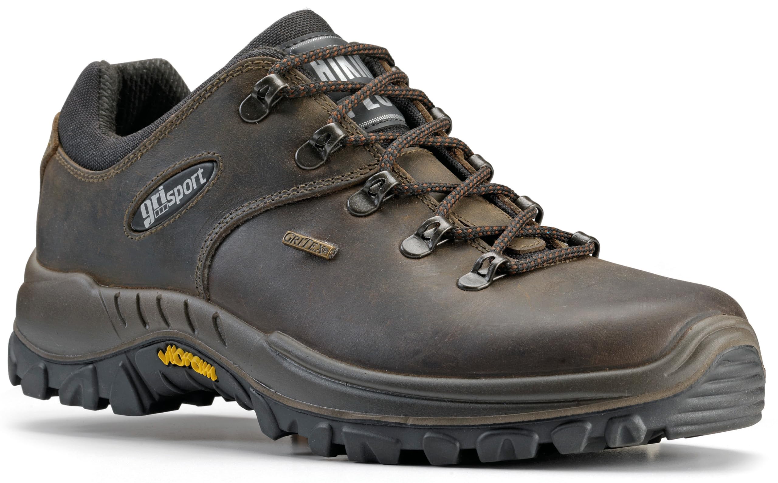 Grisport® Półbuty Brixen ze skóry bydlęcej z podeszwą Vibram®, buty do spędzania wolnego czasu, buty do aktywności na świeżym powietrzu, dla kobiet i mężczyzn, unisex, buty robocze, wodoodporne buty trekkingowe, na polowanie, półbuty skórzane, brązowy - b