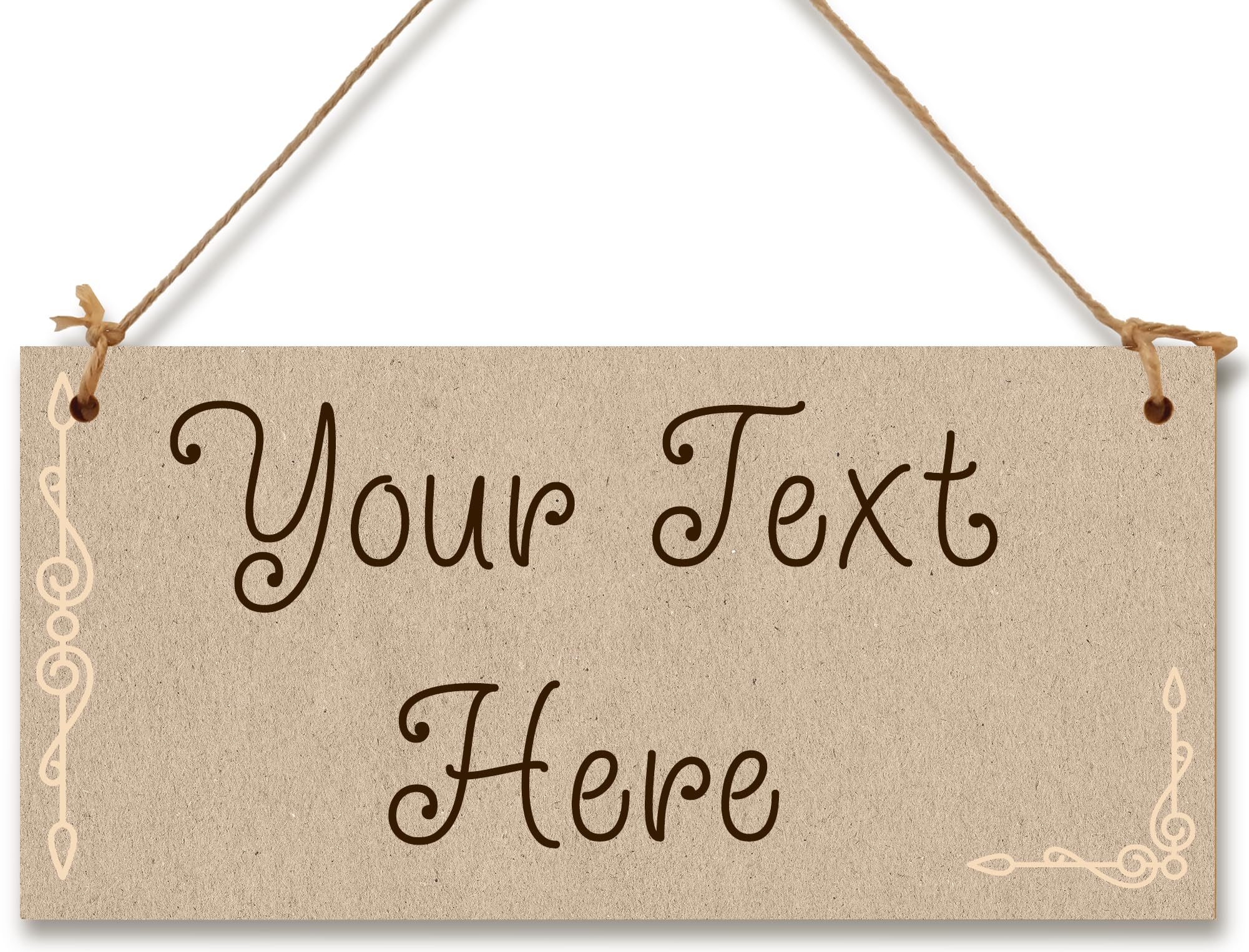 Personalised Hanging Plaque Your Custom Text Kraft Vintage Decorative Wooden Door Wall Sign Home Decor Add Any Message