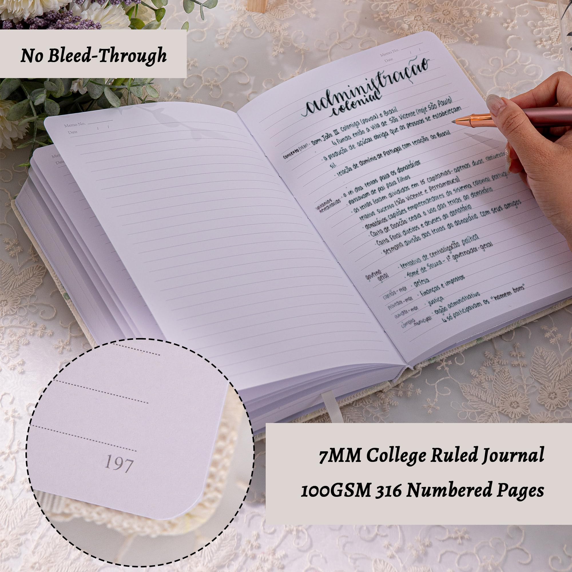 TIEFOSSI Lined Journals for Writing Aesthetic Floral Notebook College Ruled Notebook A5 Hardcover Notebooks for Women & Girls - Image 4