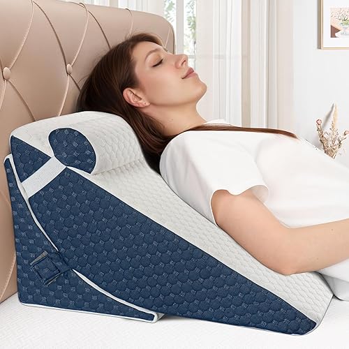 Miniatura 1 de Almohada de cuña de cama para dormir, juego de almohada de cuña ajustable para después de la cirugía, almohada triangular elevada para reflujo ácido