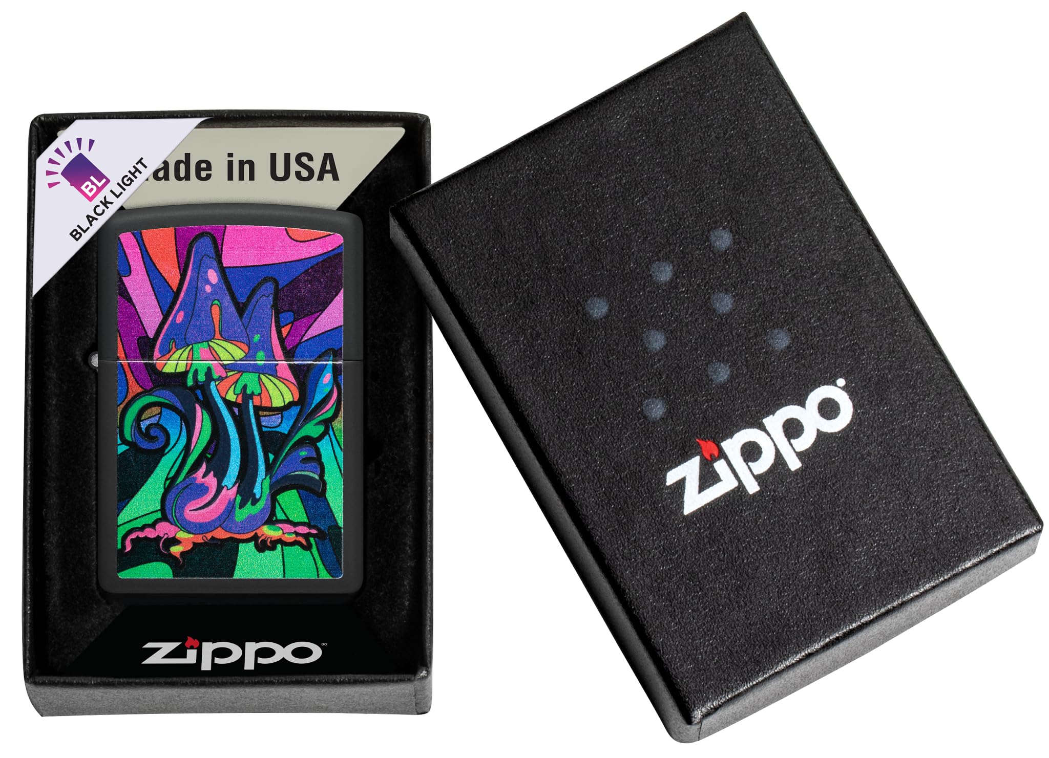 Zippo Black Light Psychedelic Eye Lighter, Glows with UV Light 49699, New In Box