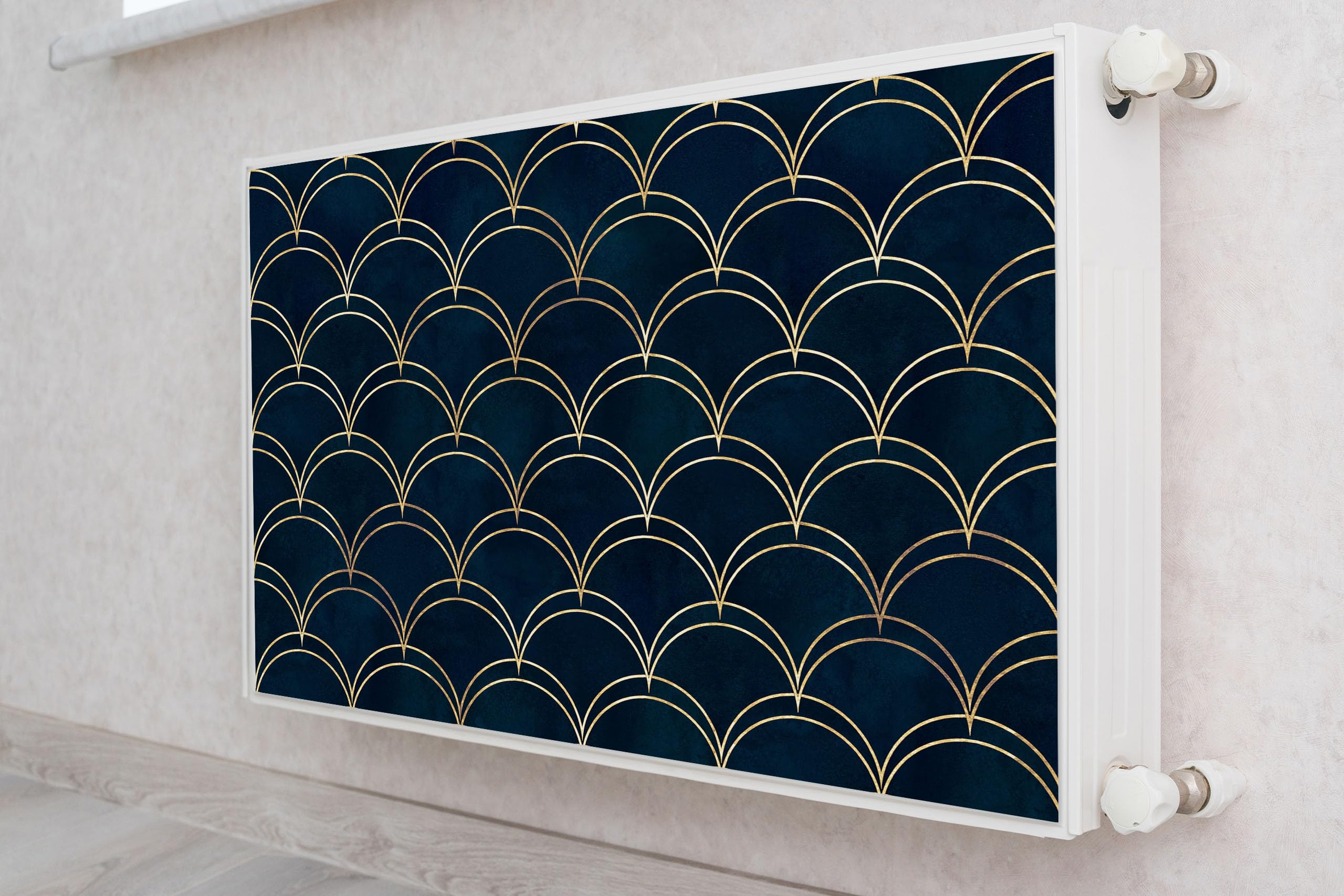 Muralo Radiatorbekleding, magnetische radiatorafdekking voor plaatradiator van staal of plaatstaal, geurloos en veilig voor gezondheid, houten planken, breedte 80 x hoogte 60 cm