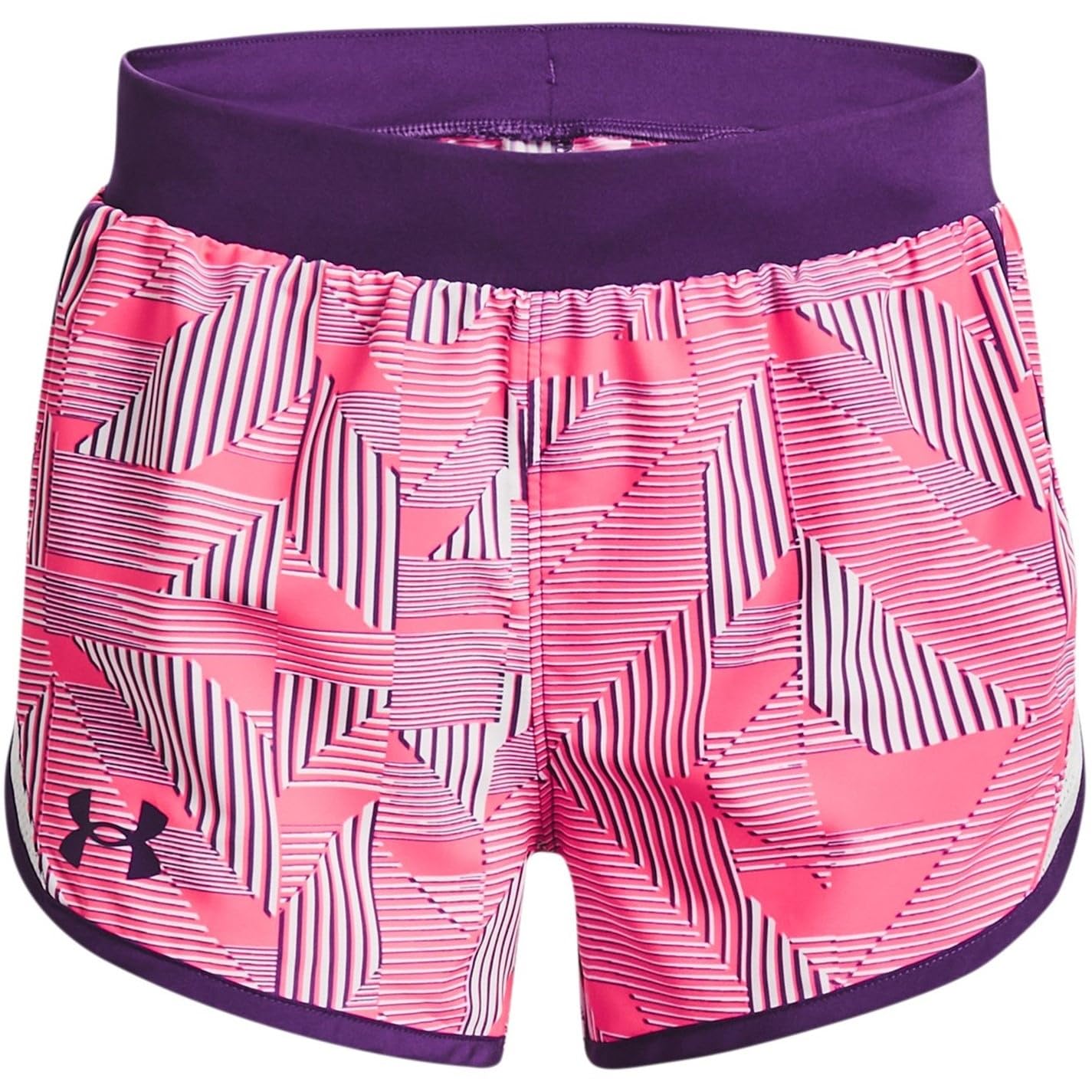 Short Under Armour Fly by léger et respirant motif rose violet taille YS