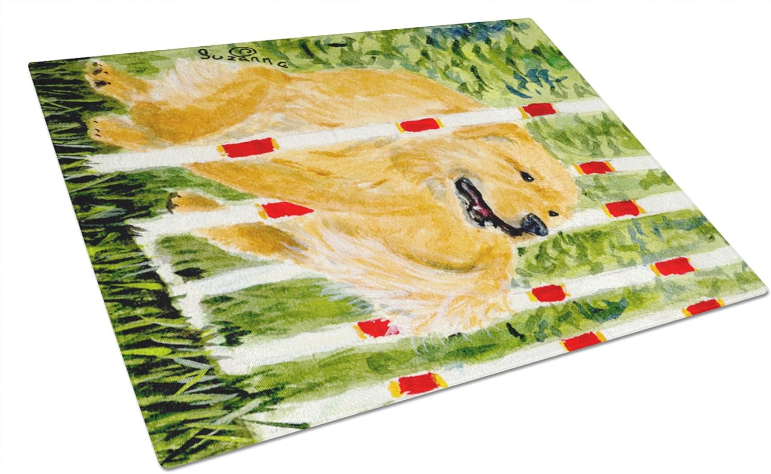 Caroline's Treasures SS8906LCB Golden Retriever Glass Cutting Board Large Decorative Tempered Glass Kitchen Cutting and Serving Board Large Size Chopping Board