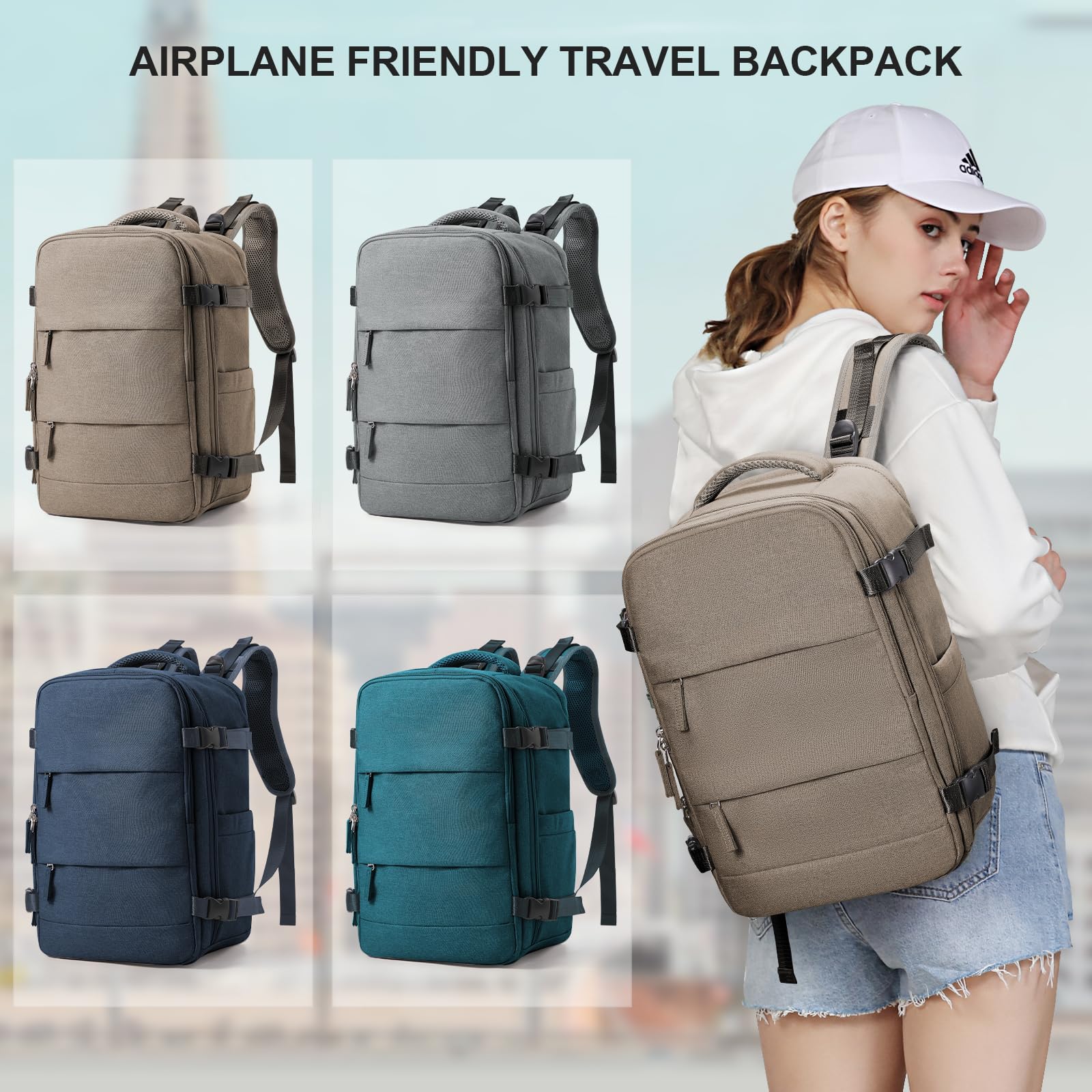 SZLX Zaino Ryanair 40x20x25 Donna Zaino da Viaggio Aereo Bagaglio a Mano Uomo Borse da Cabina per Ryanair 40x20x25 Zaino Impermeabile Porta Laptop 14 Pollici Zaino da Lavoro Travel Backpack