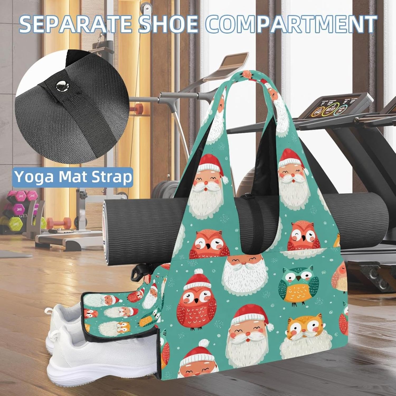 Yoga Mat Bag, Gym Workout Bag with Shoe Compartment, Christmas Paws Pilates Bag for Women, Quick Access Storage Yoga Tote Bag for Sports Travel Office