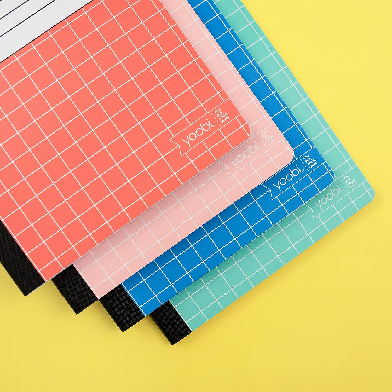 Yoobi | Composition Book | 70 College Ruled Sheets | Multicolor | Pack of 4 (YOOB1202446)