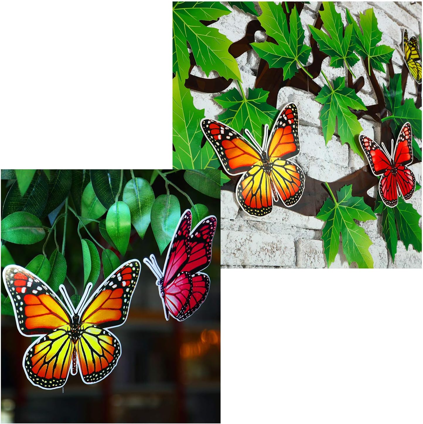 60 Pieces 70 x 55 Inch Classroom Big Tree Bulletin Board Set with Leaves and Butterflies, Woodland Whimsy Decor with 180 Pieces Removable Glue Point Dots for School Decoration(Stylish Green Leaf)