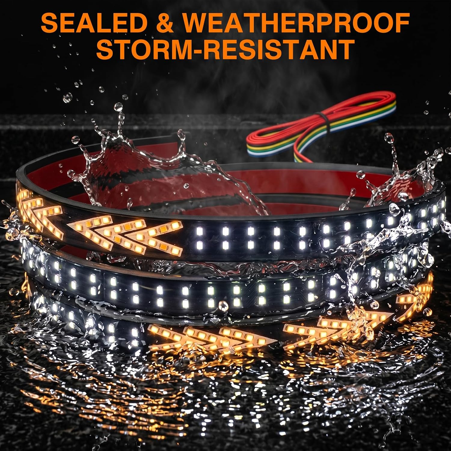 LIGBT 60 Inch Tailgate led Light Strip Truck Lights 60’’ 348led White Reverse Light Red Brake Rear Turn Signal Flexible Tailgate Light Strip for Pickup SUV Van Trailers No Drill Install