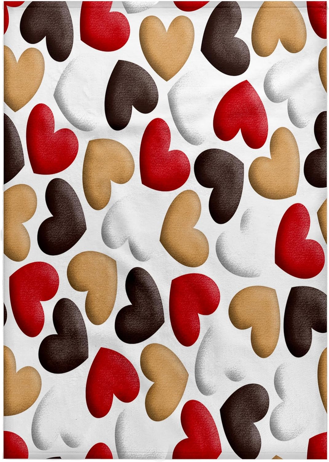 3dRose Cute Red, Brown, White, Beige Toss Hearts Pattern 22x30 Bath Hand Pool Towel