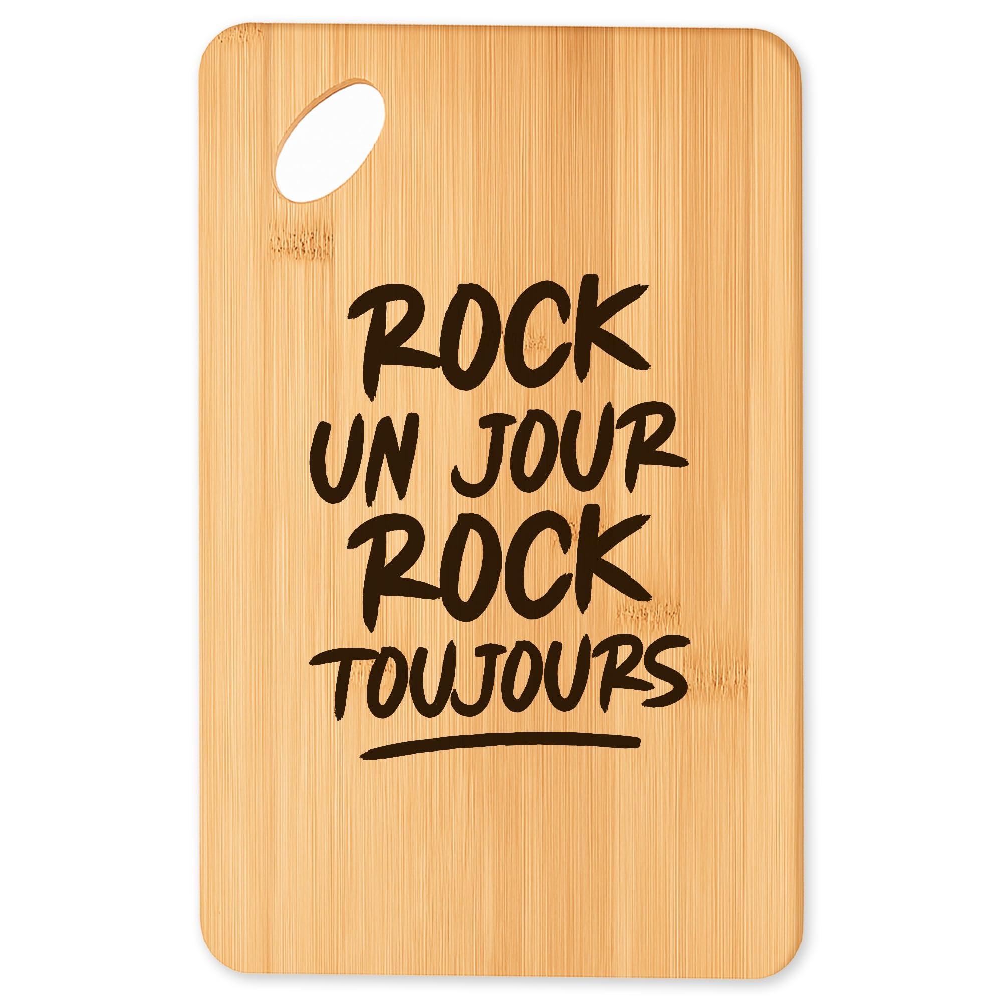 Planche à découper Rock toujours, le cadeau original en bambou pour passionnés de cuisine