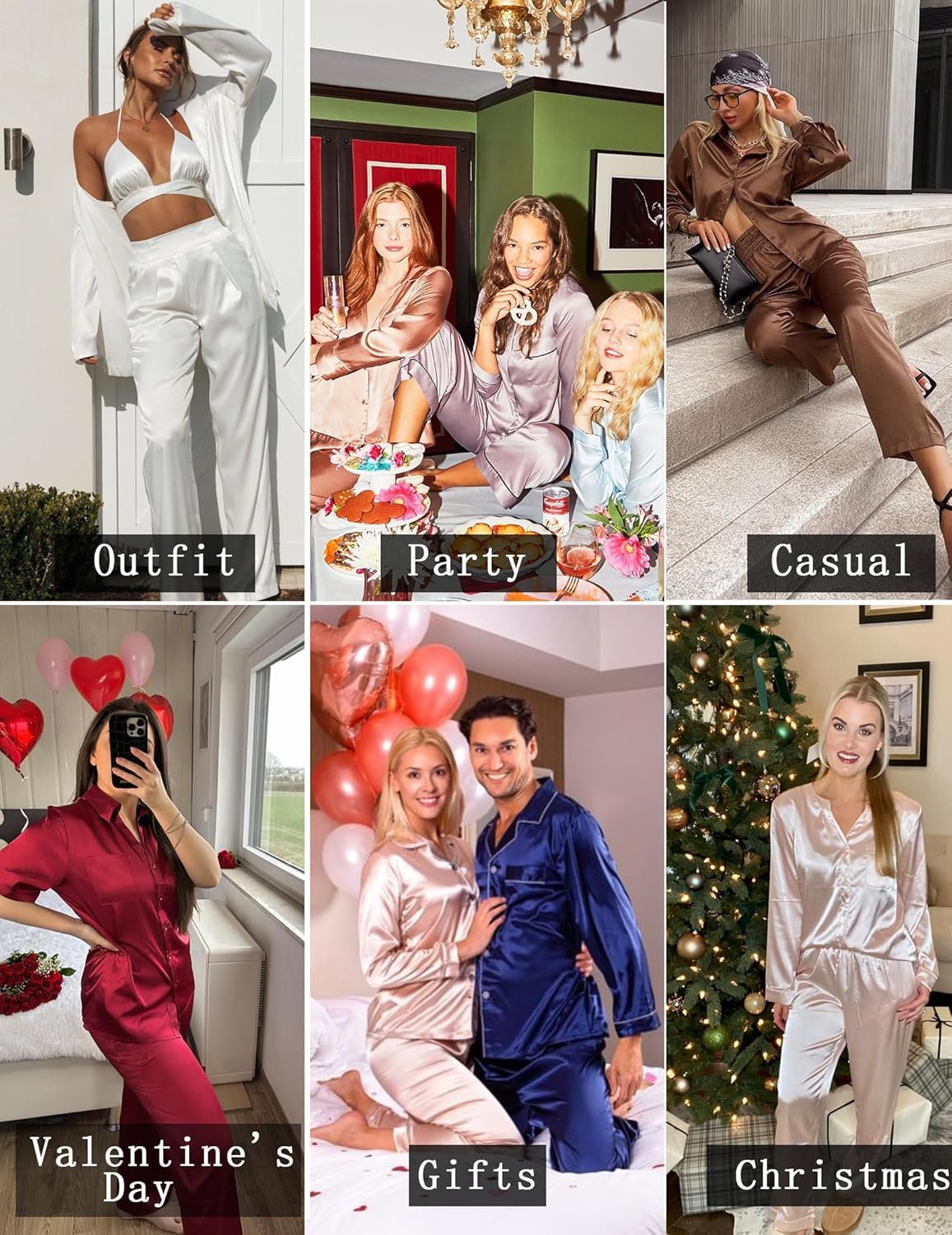 Ekouaer Silk Pajamas For Women 2 Piece Set Satin Pjs Long Sleeve Button Up Sleepwear Comfy Lounge sets - Image 6