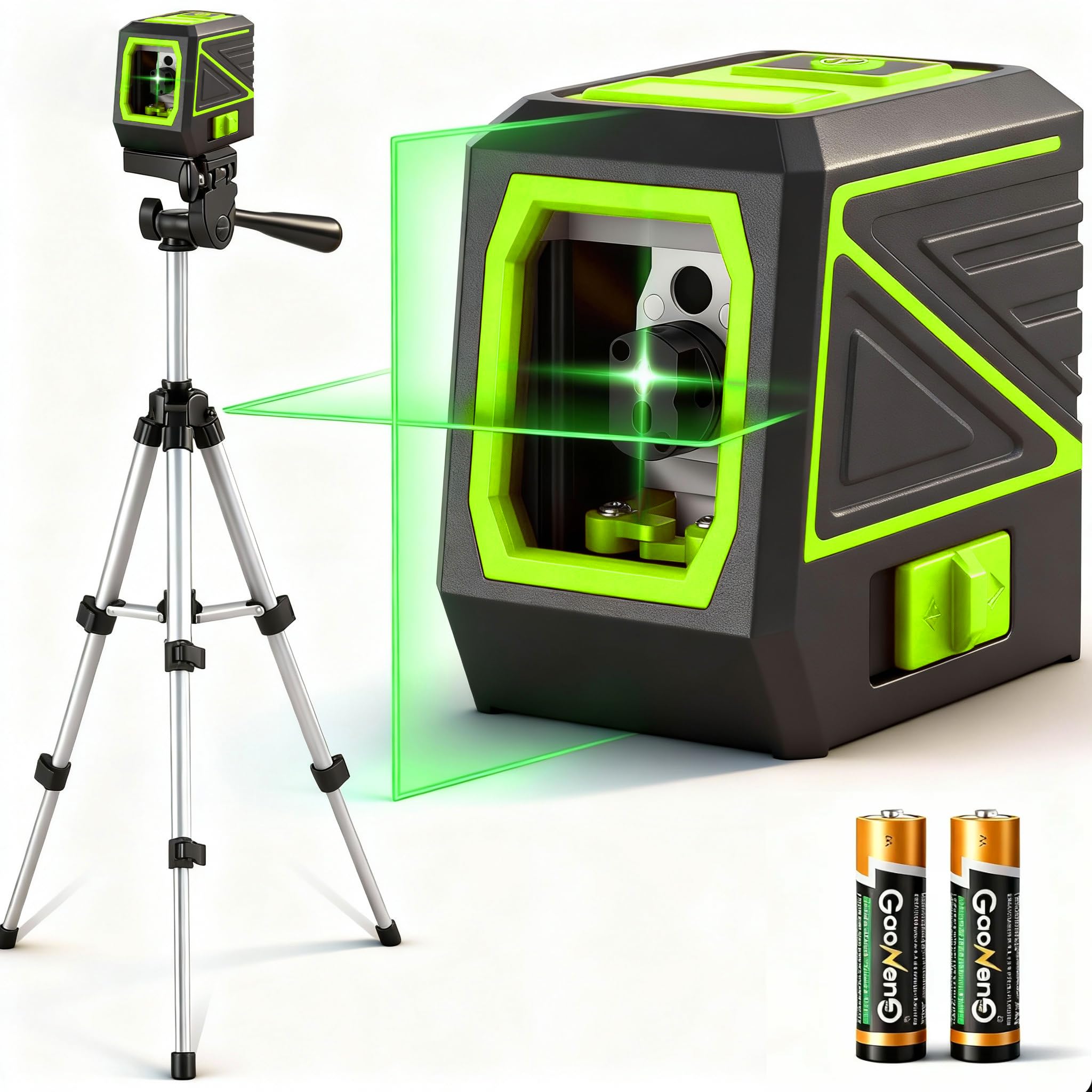 Laser Level with Tripod, 100 feet Green Cross Line Self Rotary Leveling Laser Level, Vertical and Horizontal Line, Rotatable 360 Degree, Manual Self leveling and Pulse Mode,IP54 Waterproof & Battery