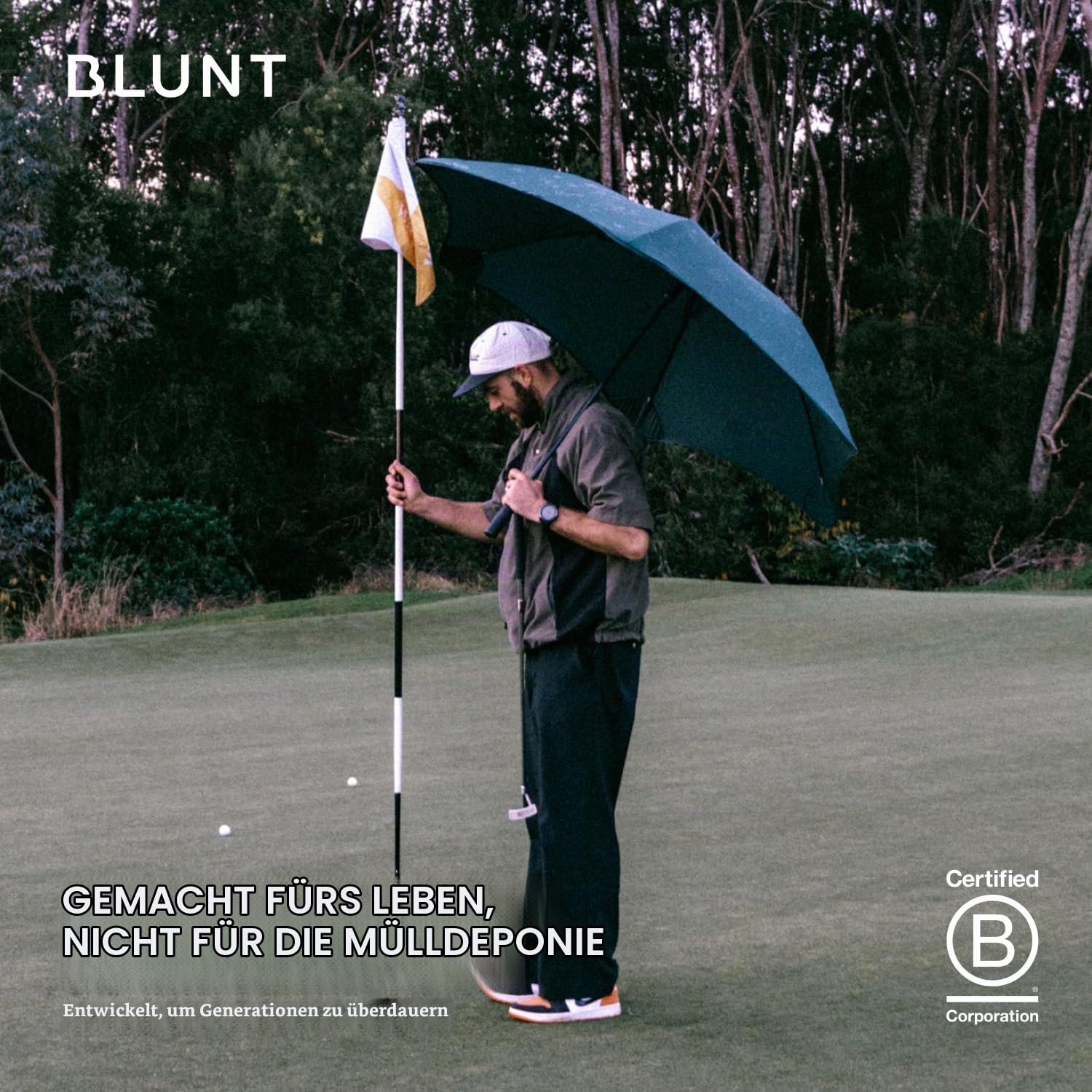 BLUNT Sportschirm – 147,3 cm winddichter Golfschirm, großer Sportschirm für Wind und Regen, langlebiges Design für Sportveranstaltungen, strapazierfähig, UV-Schutz – Grün