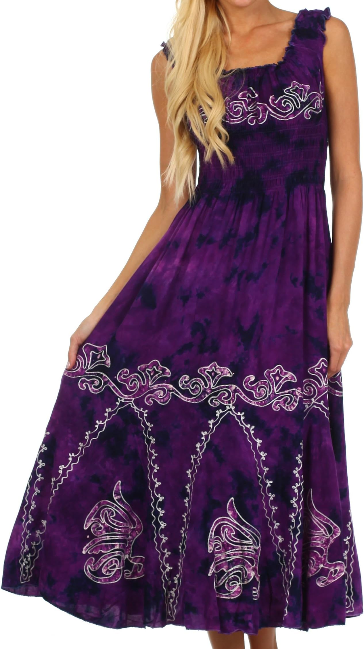 Sakkas Jamilah Gypsy Boho Peasant Batik Dress