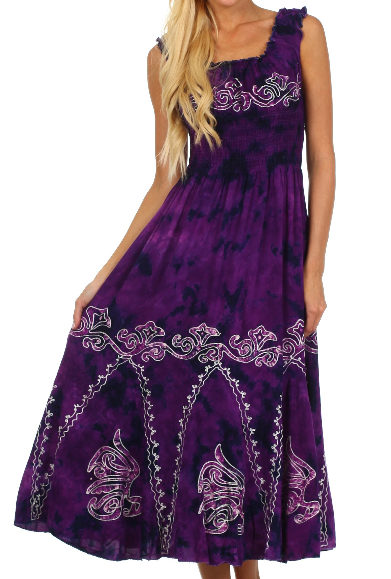 Sakkas Jamilah Gypsy Boho Peasant Batik Dress