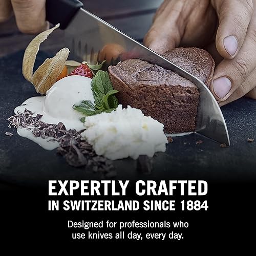Miniatura 6 de Victorinox Grand Maitre Santoku - Cuchillo de cortar ergonómico y afilado para artículos esenciales de cocina, mango negro, borde Granton, 7 pulgadas