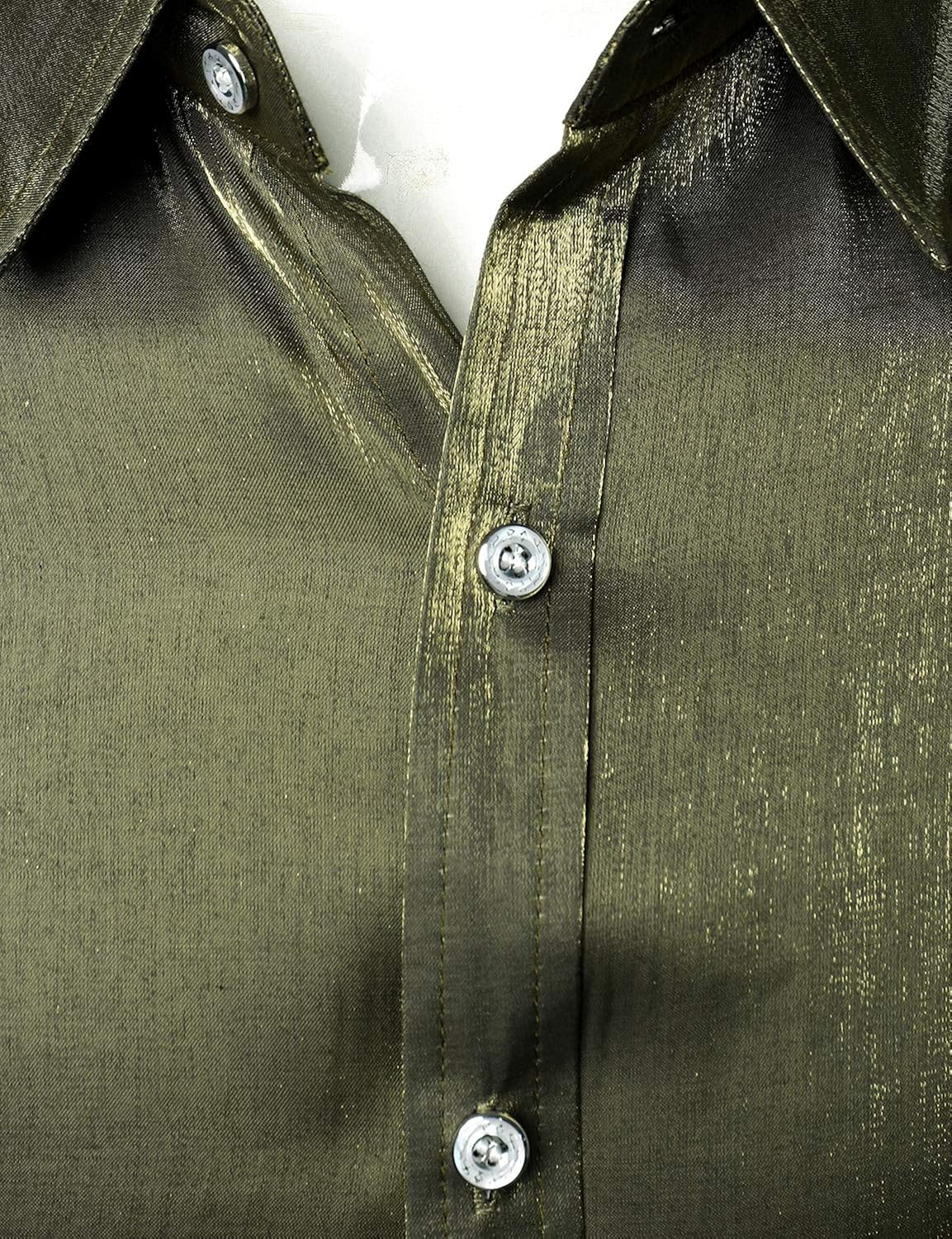 JOGAL Men's Shiny Satin Long Sleeve Button Down Shirts 70s Disco Costume : Clothing, Shoes & Jewelry