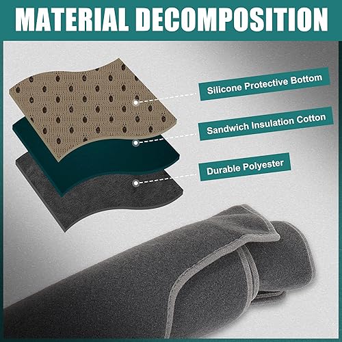 Miniatura 5 de X AUTOHAUX Cubierta de tablero de instrumentos de coche gris poliéster antideslizante alfombra protectora alfombra a prueba de sol para Toyota Camry