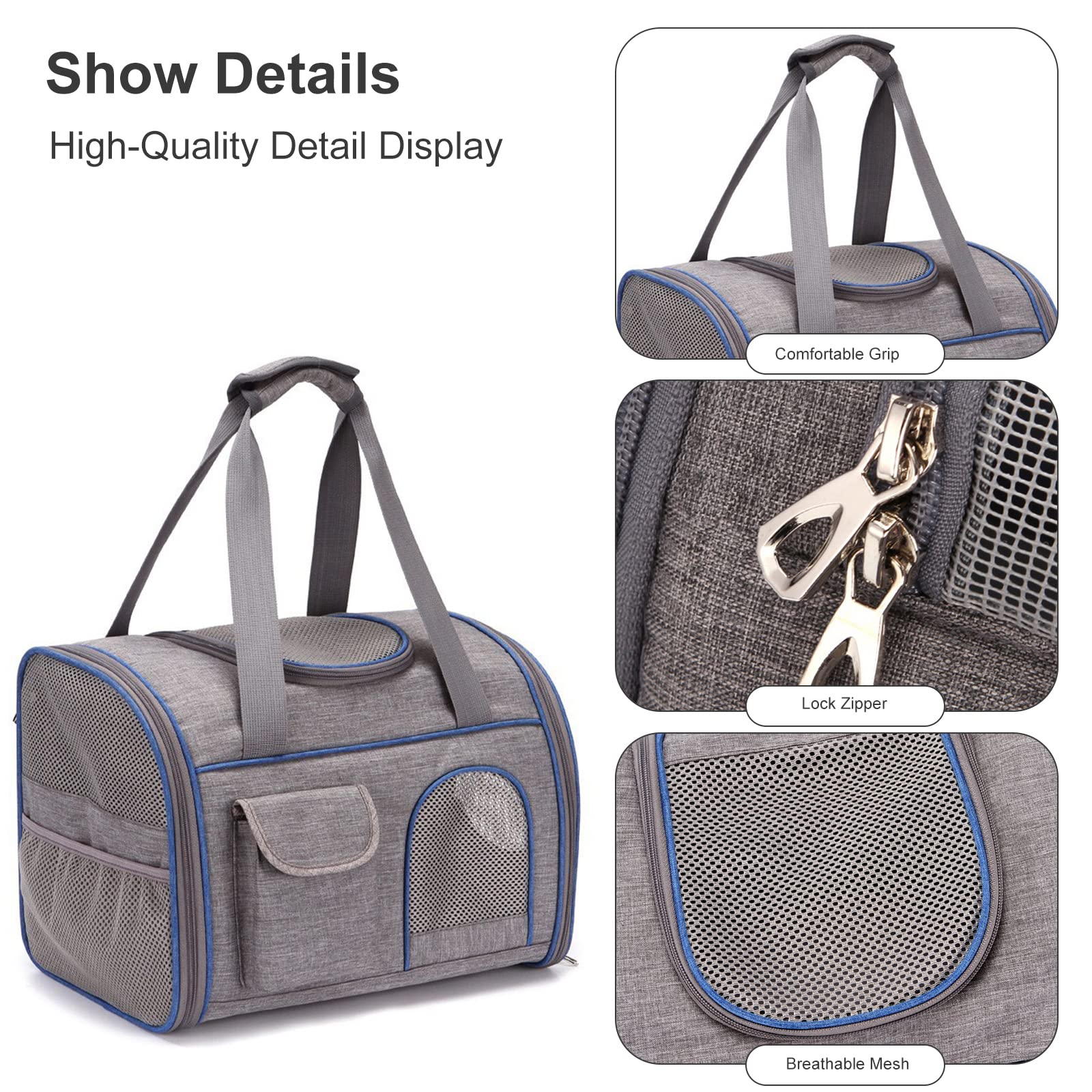PETCUTE Mochilas para Perros Gatos,Mochila Transportín Gato,Mochila Plegable Transportin para Perro Gato,Transpirable Bolsa de Transporte para Mascotas Gatos Perros con Almohadilla Removible