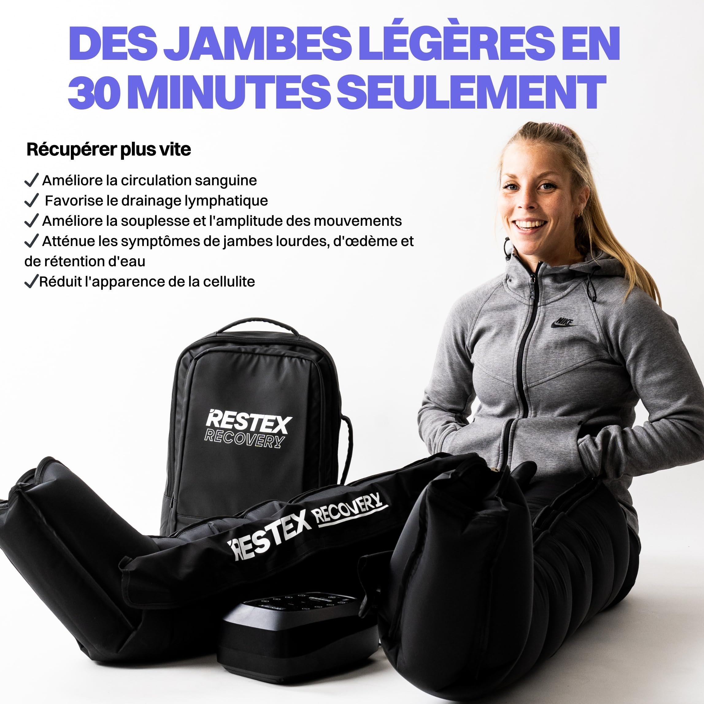 Bottes de Pressothérapie 6 Chambres - Appareil de Massage Drainage Lymphatique pour Jambes Lourdes Pieds, Récupération Sportive, Rétention d'Eau, Cellulite - Garantie 2 Ans (Taille M)