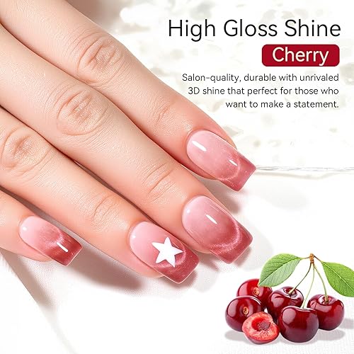 Miniatura 5 de Makartt Esmalte de uñas de gel, esmalte de gel natural de gelatina color nude rosa, blanco lechoso, rojo con purpurina, 6 unidades de 0.3 fl oz,