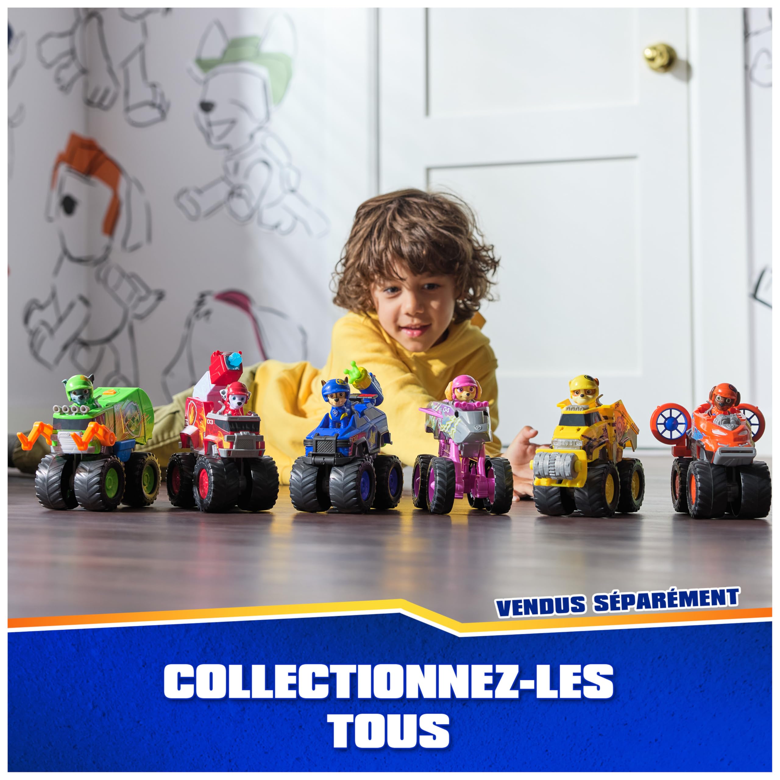 Paw Patrol - Pat Patrouille - Véhicule Figurine Chase Rescue Wheels - Voiture Figurine À Collectionner - 2 Projectiles - Tout-Terrain - Pat Patrouille Jouet - Voiture Enfant - Jouet Enfant 3 Ans Et +