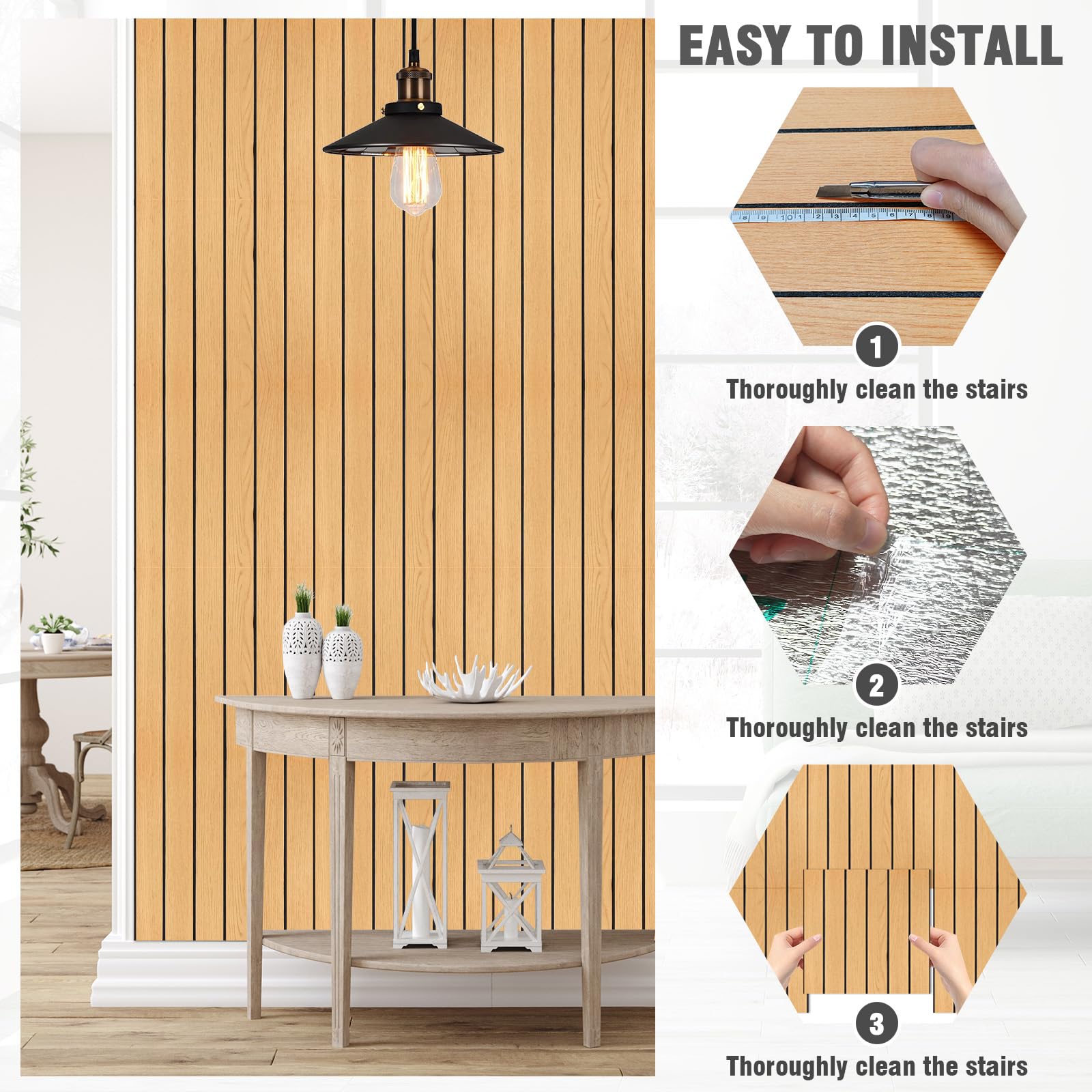 Paneles Decorativos Pared 30x30 cm - Autoadhesivos Imitación Madera Roble Claro, Aislantes - Pack 12 para Salón o Dormitorio (Brun)