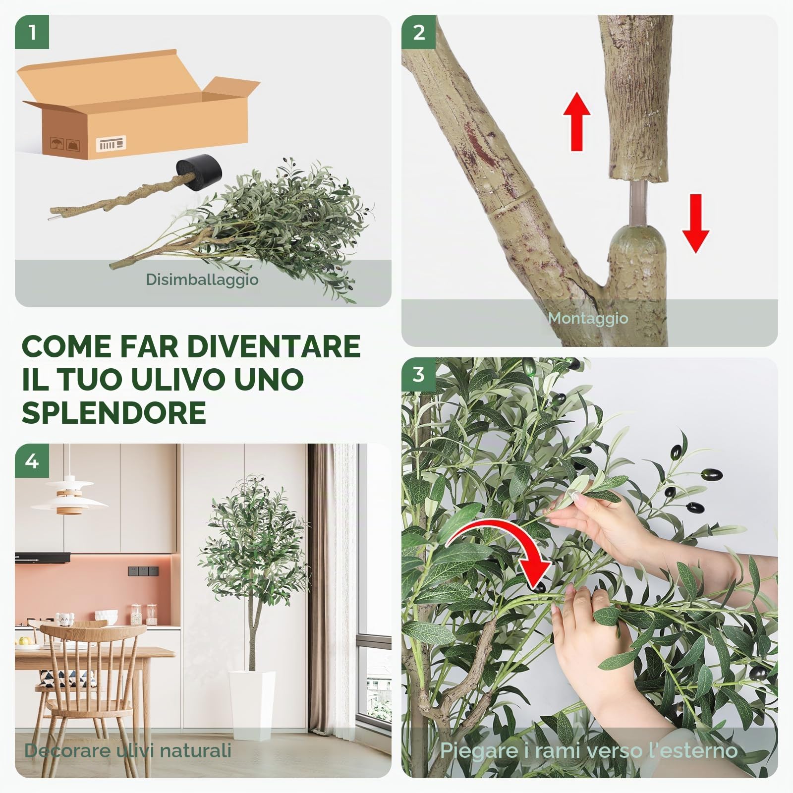 YOLEO Albero Artificiale di Ulivo 150 cm Piante Artificiali Interno Falso Pianta Verde Decorazione per Interno Esterno Casa Camera Soggiorno Balcone Cortile Giardino