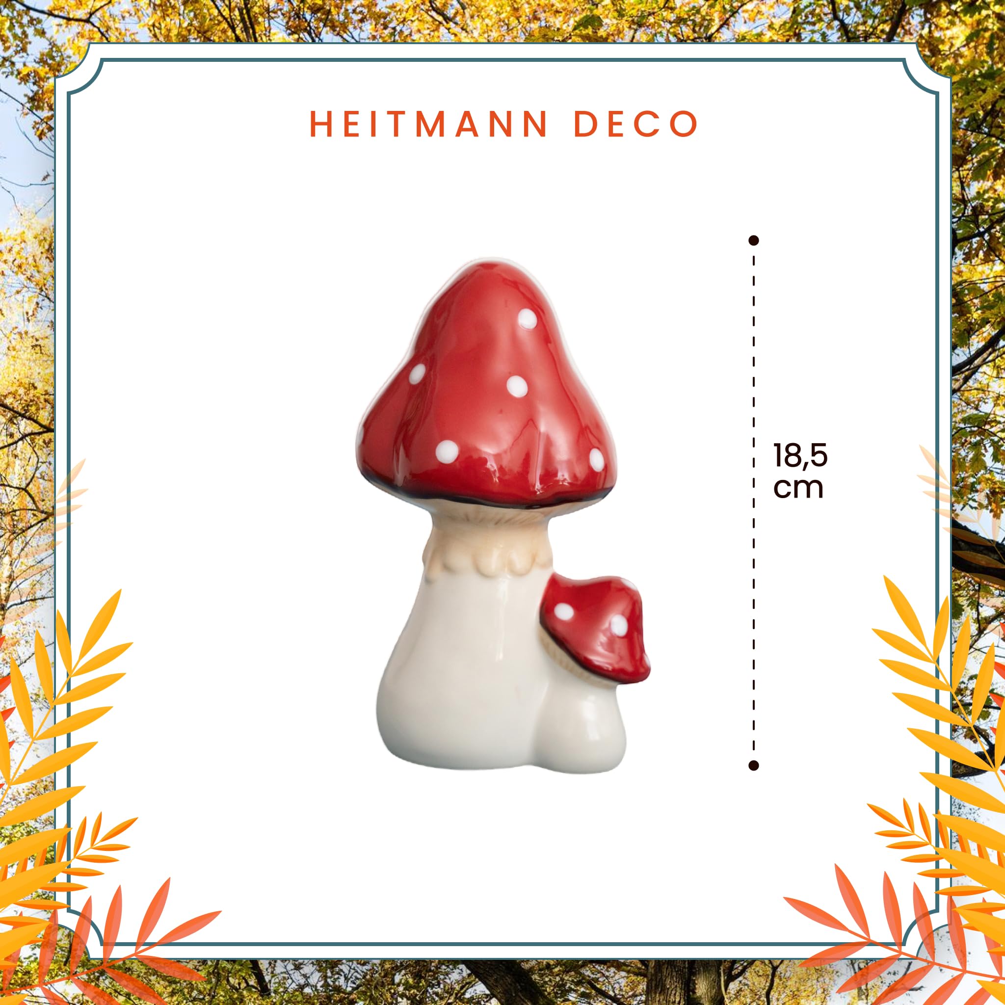 HEITMANN DECO - Porcelana muchomor, czerwony/biały, ok. 18,5 cm