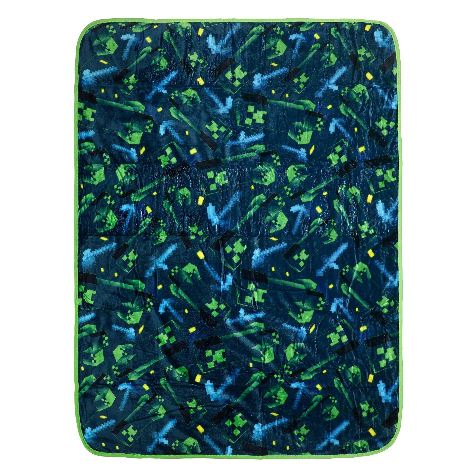 Minecraft Creeper Tools Collage Throw Blanket