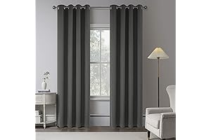 Charcoal Grey 100% Blackout Linen Curtains with Extra Length