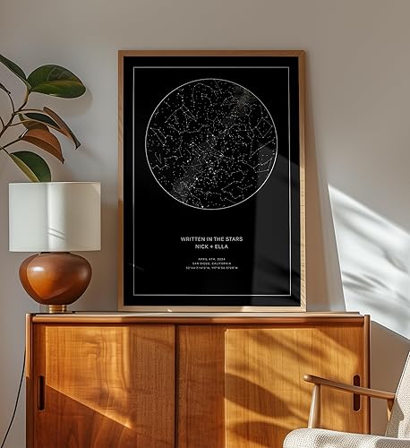 Miniatura 3 de CELESTORY - Póster de mapa de estrellas personalizado enmarcado con diseño de cielo nocturno, mapa de constelación, gráfico de estrellas, regalo de