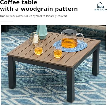 MFSTUDIO Garden Furniture Metal Set, L-Shaped Corner Sofa, Lounge Set | Rust-Resistant Metal Frame, Water-Resistant Olefin Cushions, Versatile Layout, with Coffee Table and Removable Cushions
