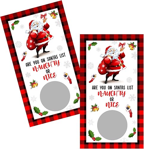 Woanger 80 tarjetas de juego de Navidad para rascar, juegos navideños, traviesas o agradables tarjetas para rascar, boletos ganadores para rascar,