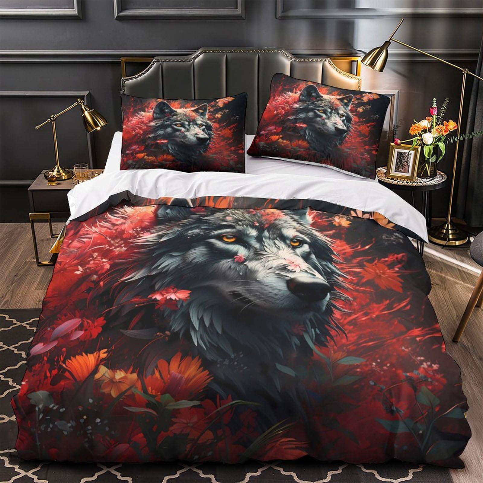 Parure de lit aventure fantastique loup pour chambre d'ado style sauvage et évasion