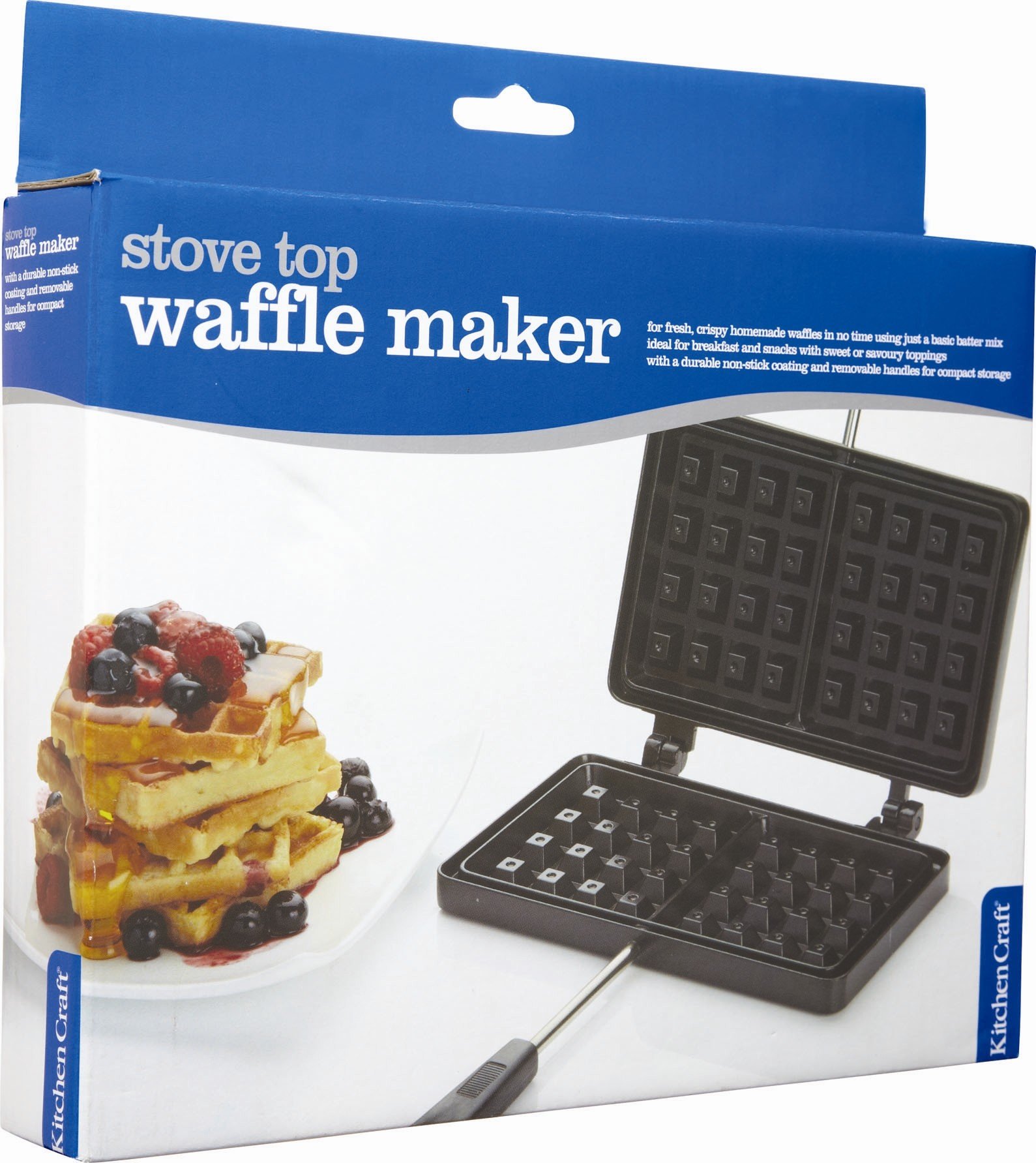 KitchenCraft Gaufrier Avec Revêtement Antiadhésif, Gaufrier Pour Cuisinière, Simple Et Pratique, Noir