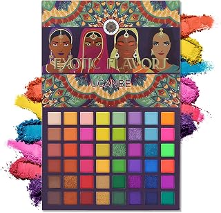 48 Color Exotic Flavours Eye Shadow Palette Luxury Blendable Glitter Shimmer Matte Eyeshadow Easy To Color Metallic Smoky Makeup Cosmetics Pearl-Cutting Multicolor Eyeshadow Powder