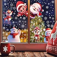 Vista 7 de CCINEE 8 hojas de calcomanías de Navidad para ventana, calcomanías de doble cara para ventana de auto de Navidad, copos de nieve, Papá Noel, renos