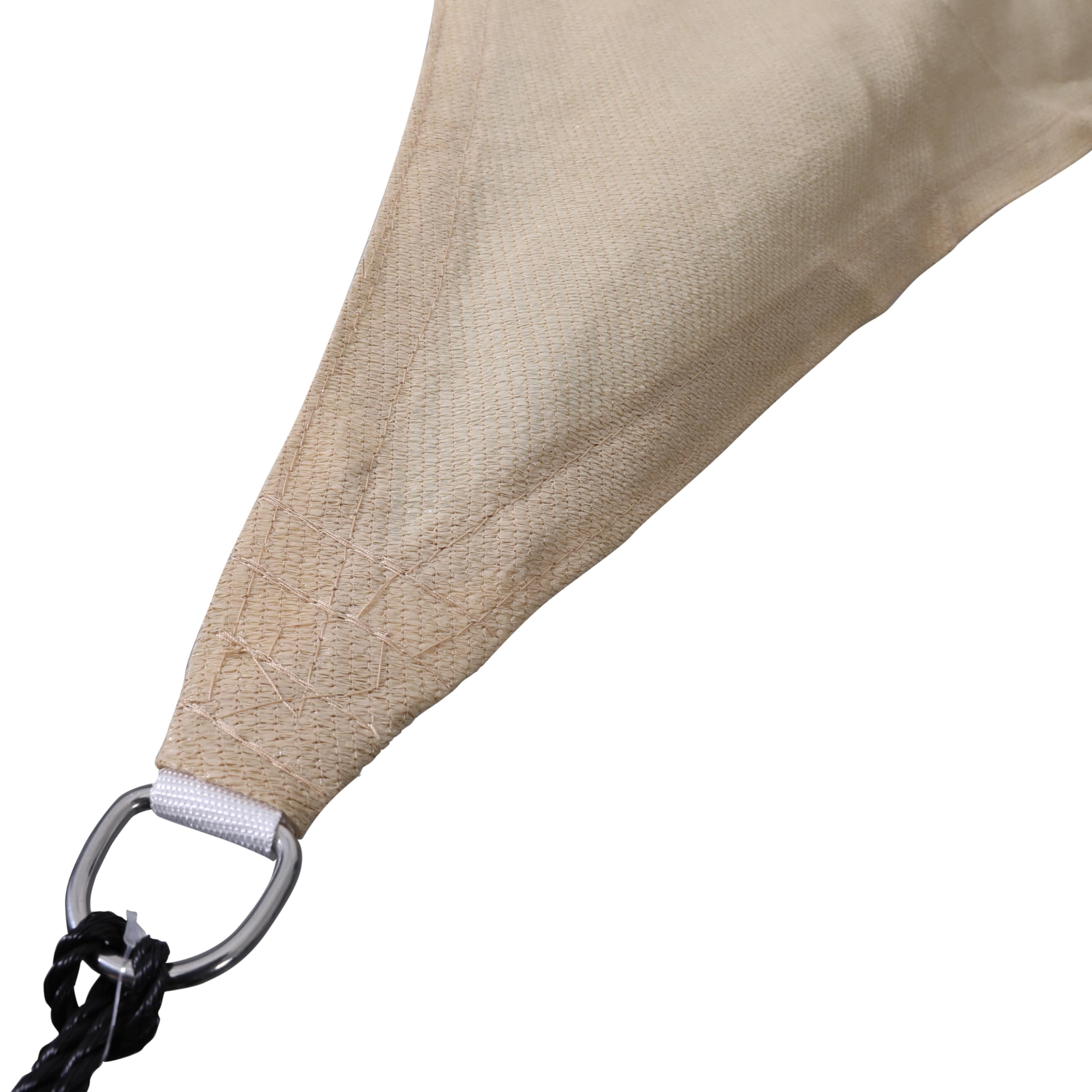 Flash Furniture Palmetto Voile d'ombrage triangulaire en polyéthylène haute densité recyclé avec bords renforcés, anneaux en D en acier inoxydable, cordes de fixation en nylon incluses de 1,5 m, sable
