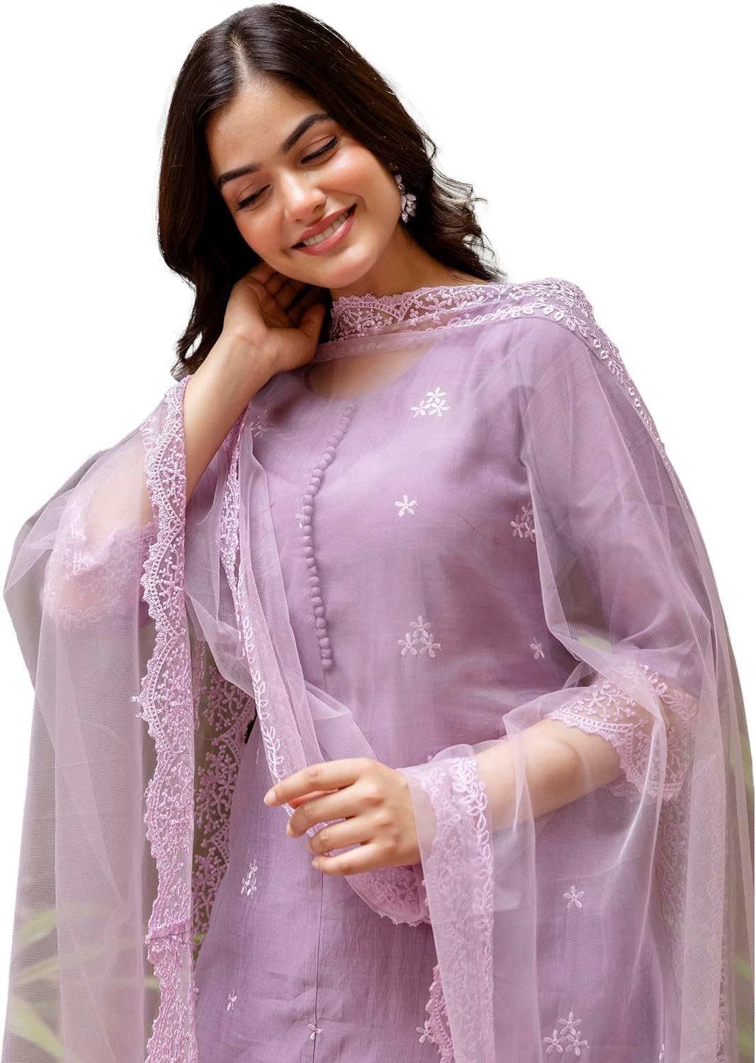 TRENDMALLS Women's Art Silk Embroidery A line Kurta Pant with Dupatta Salwar Suit Set (G278-Purple-XL)