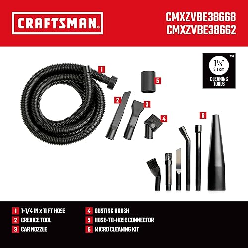 Miniatura 13 de CRAFTSMAN CMXZVBE38662 - Kit de accesorios para limpieza de automóviles húmedo/seco de 1-1/4 pulgadas para detalles de automóviles, se adapta a