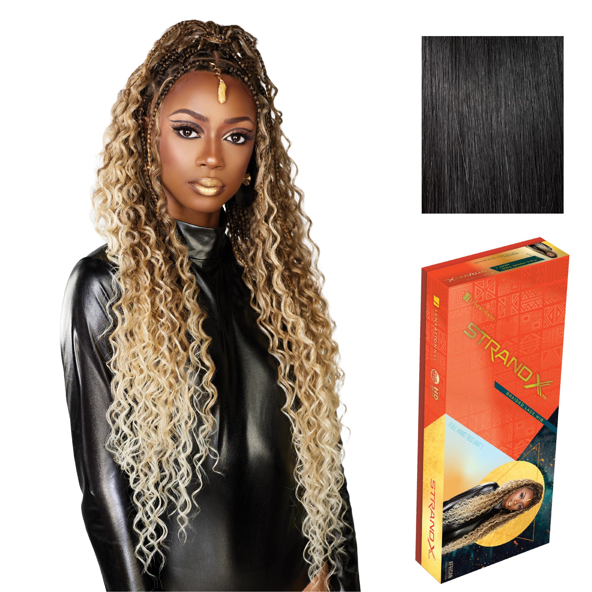 Wig Hand Braided Unit Sensationnel HD Braided Lace Wig Strand X Glueless Full Hand  main image 2
