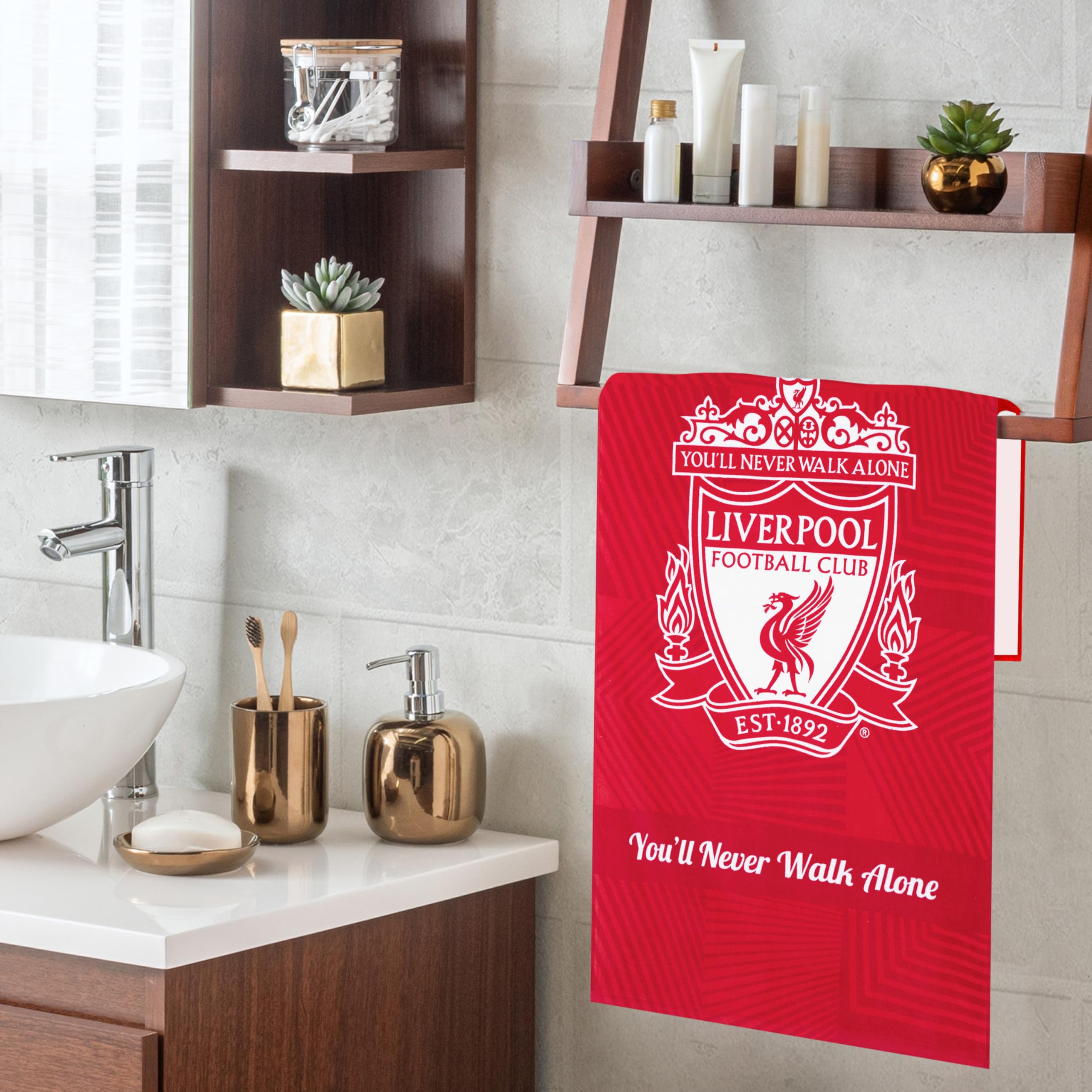 Liverpool F.C. Toalla de baño 100% algodón con escudo de fútbol secado rápido para natación gimnasio vacaciones