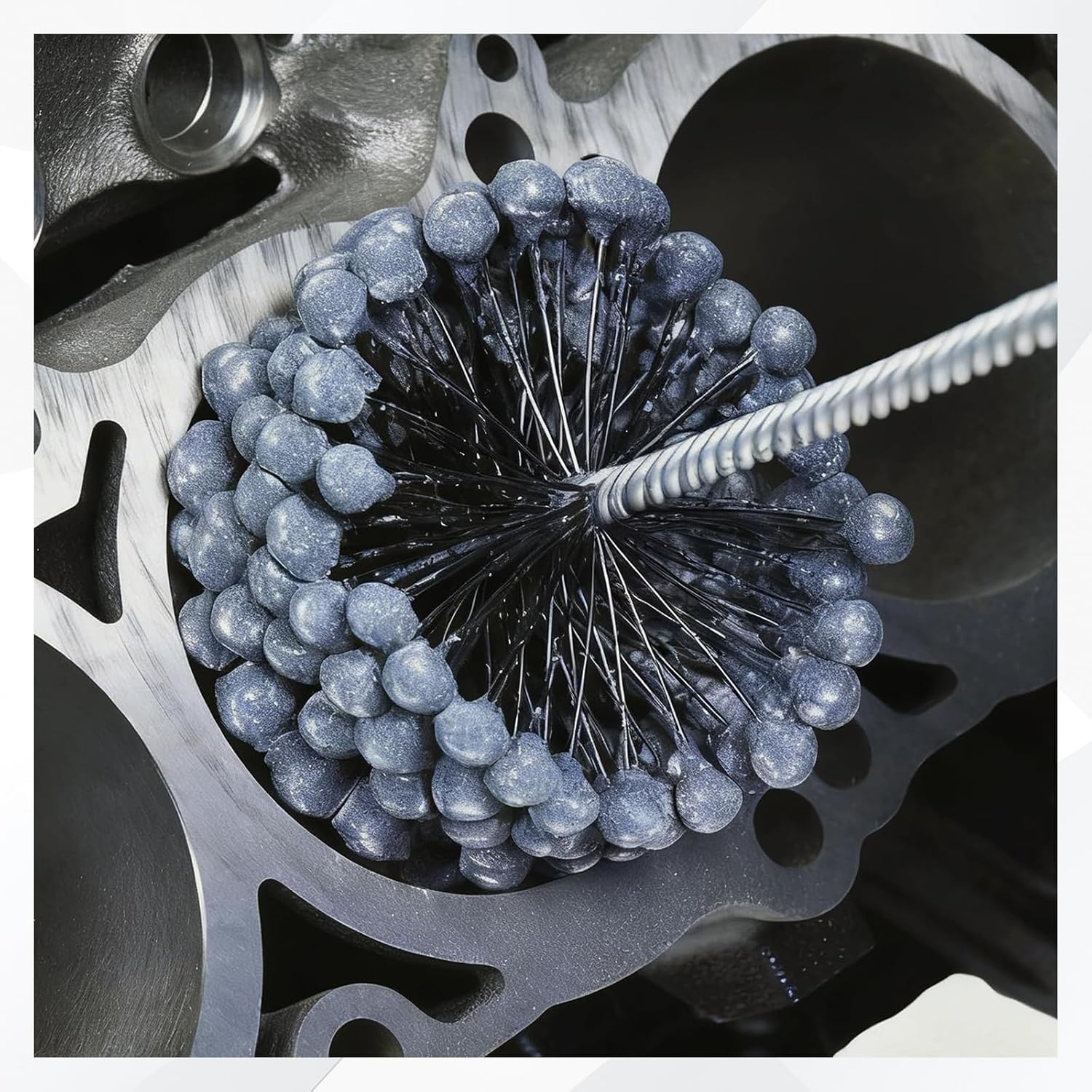 Cylinder Ball Brush, 4.125" (105mm) Diameter, 240 Grit Silicon Carbide, Deburring Tool for Hydraulic, Pneumatic, Engine and Brake Cylinders