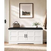 Akxomel 39.4" Shoe Storage Bench 2 Doors Wooden Entryway Bench White